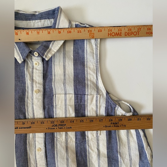 Madewell Linen/ Cotton Tops Striped Sleeveless Shirt women’s size L - Picture 10 of 13